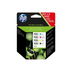 Image of HP 920XL Black and Tri Colour Ink Cartridge Pack