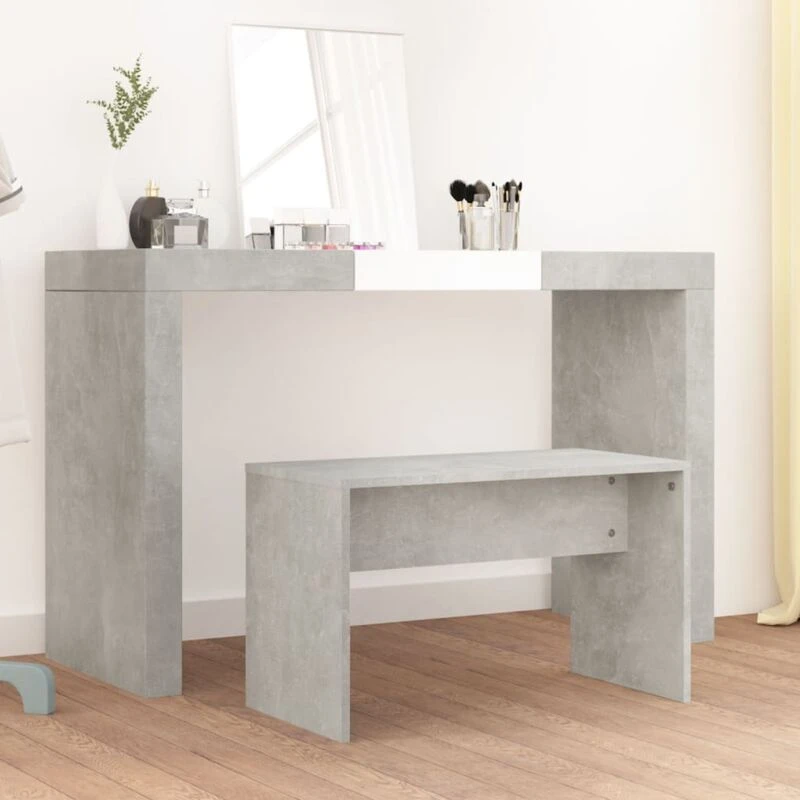 Image of vidaXL Dressing Stool Concrete Grey 70x35x45cm Engineered Wood, Grey 802817
