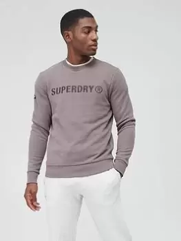 Image of Superdry Logo Crew Neck Sweatshirt - Sand , Rock, Size 2XL, Men