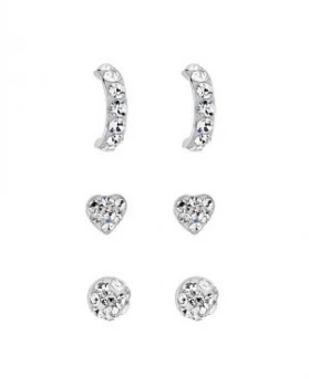 image of Silver Crystal Stud Trio Pack