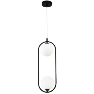 image of Maytoni Modern - Ring Modern Ring 2 Light Black Pendant Ceiling Light Glass Shade