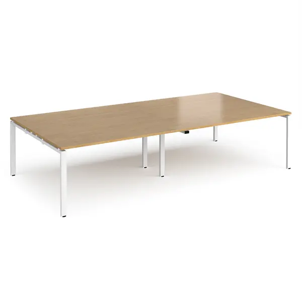 Image of Adapt Rectangular Office Boardroom Table - Oak - White Frame - W3200mm