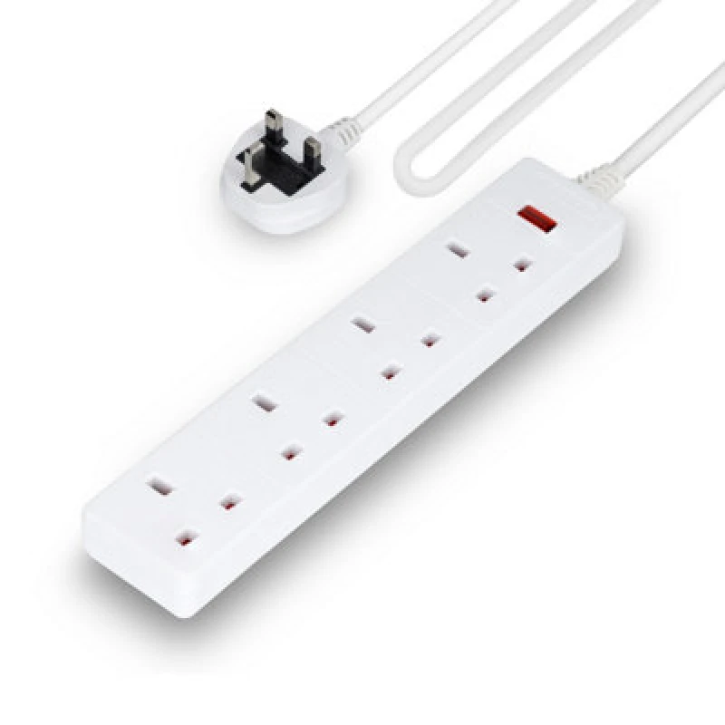 Image of Geepas 4 Gang Extension Lead, 2M Cable With Neon Indicator Light