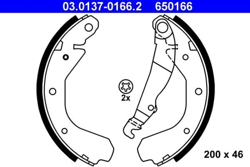Image of ATE 03.0137-0166.2 Brake Shoes with lever Brake Shoe Set (70)