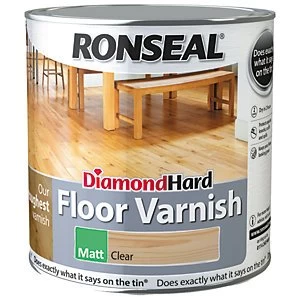 image of Ronseal Diamond Hard Floor Varnish Clear Matt 2.5L