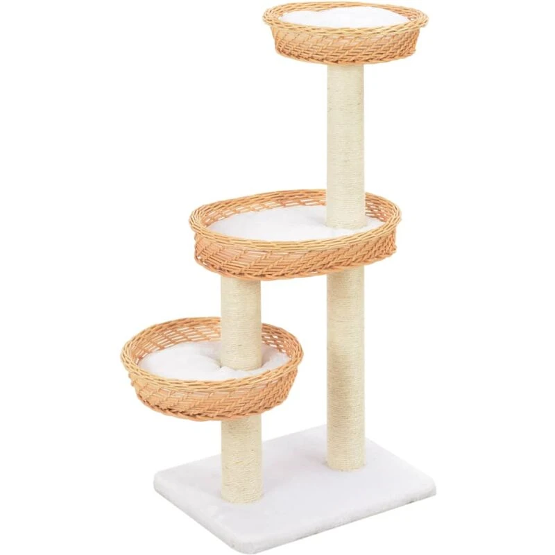 Image of vidaXL Cat Tree w/ Sisal Scratching Post Natural Willow Wood, Brown 170727