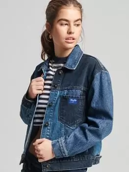Image of Superdry Vintage Tonal Trucker Jacket - Houston Mid Vintage, Multi, Size 12, Women
