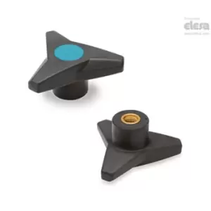 Image of ELESA Soft Three-arm knob-VB.839/80 B-M12-Soft-C5 Blue