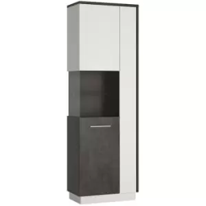 Zingaro Tall display cabinet (lh) in Grey and White - Slate Grey and Alpine White