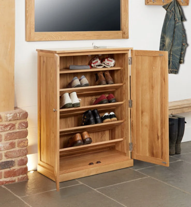 Image of Baumhaus Mobel Oak 2 Door Large Shoe Cupboard