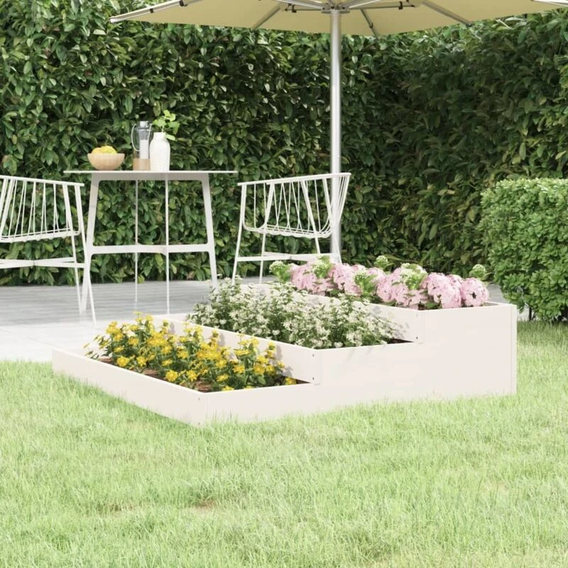 Image of vidaXL Planter White 107x107x27cm Solid Wood Pine, White 823914