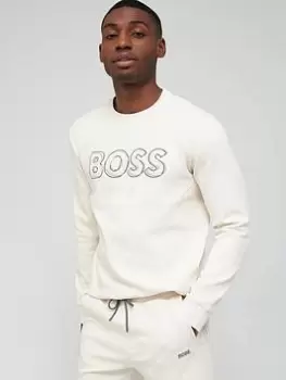 Image of BOSS Salbo 1 Logo Sweatshirt - White Size XL Men