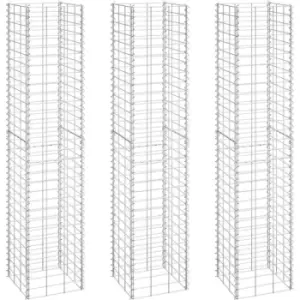 Image of Gabion Raised Beds 3 pcs 30x30x150cm Iron Vidaxl Silver