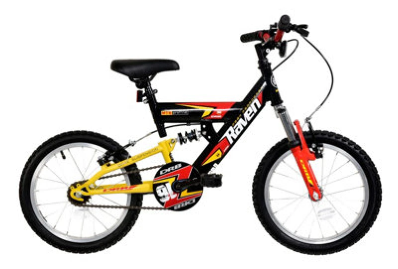 Image of Dallingridge Raven Boys Full Suspension Mountain Bike, 16" Wheel - Black Black