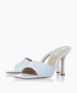 Dune Pale Blue Leather 'Mantra' High Stiletto Heel Mules - 7