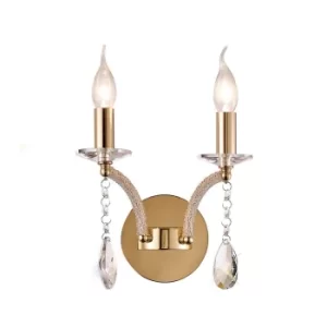 Image of Fiore Wall Lamp Switched 2 Candle Light French Gold, Crystal