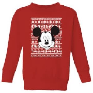 Disney Mickey Face Kids Christmas Sweatshirt - Red - 11-12 Years