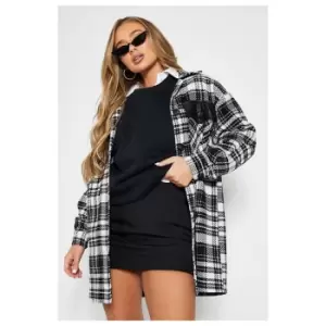 Image of I Saw It First Check Print Shacket - Black