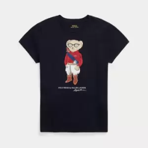 Image of Polo Ralph Lauren Embellished Bear Cotton-Jersey T-Shirt - L