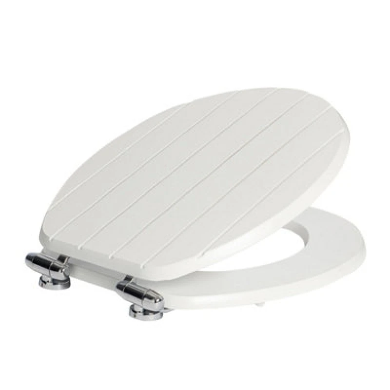 Image of Harbour Housewares Soft Close Toilet Seat - White Mdf Grooved Lid Easy Install Durable Bathroom Accessory With Quiet Close