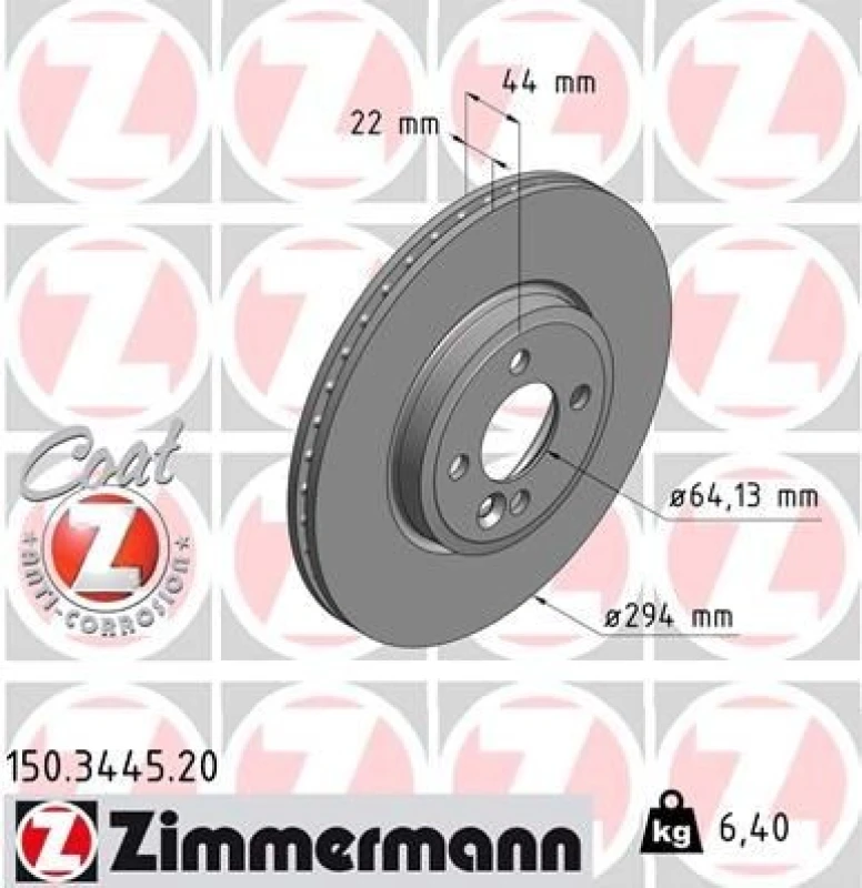 Image of ZIMMERMANN Brake disc ZIMMERMANN 150.3445.20