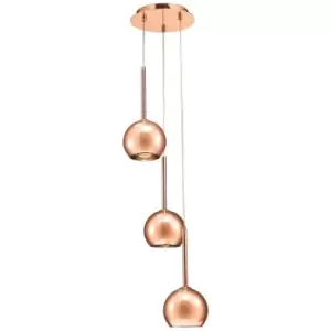 image of 09-diyas - Regina copper pendant light 3 bulbs 35cm