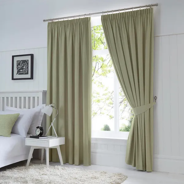 Image of Fusion Fusion - Dijon Blackout Pencil Pleat Lined Curtains, Green, 46 x 54" DJNGN46540LZU