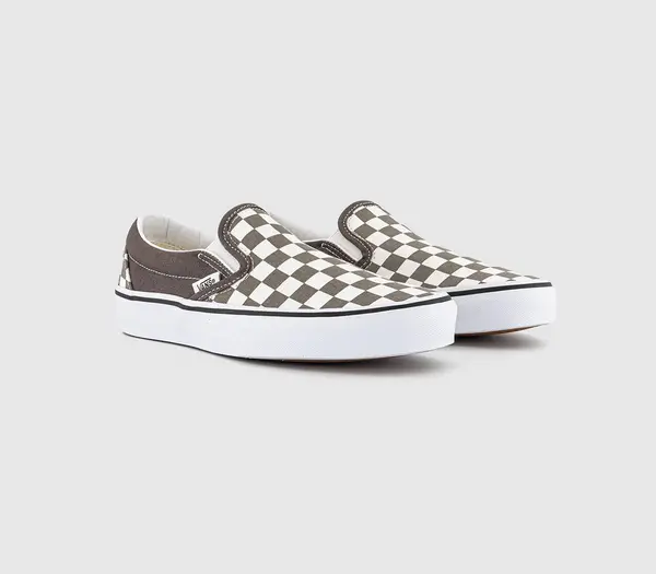 Image of Vans Classic Slip On Trainers Color Theory Checkerboard Bungee Cord Brown/White, 12