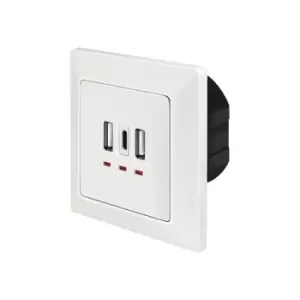 image of LogiLink PA0254 socket-outlet 2 x USB A + 1 x USB C White