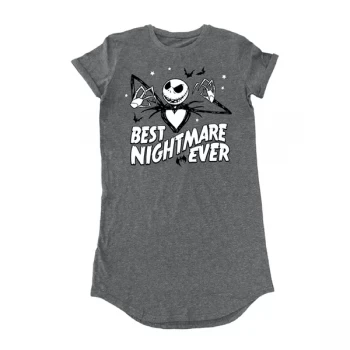 Image of Nightmare Before Christmas - Best Nightmare Womens Large T-Shirt Dress - Grey