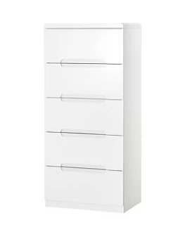 image of Julian Bowen Manhattan High Gloss Chest Of 5 Drawers - White