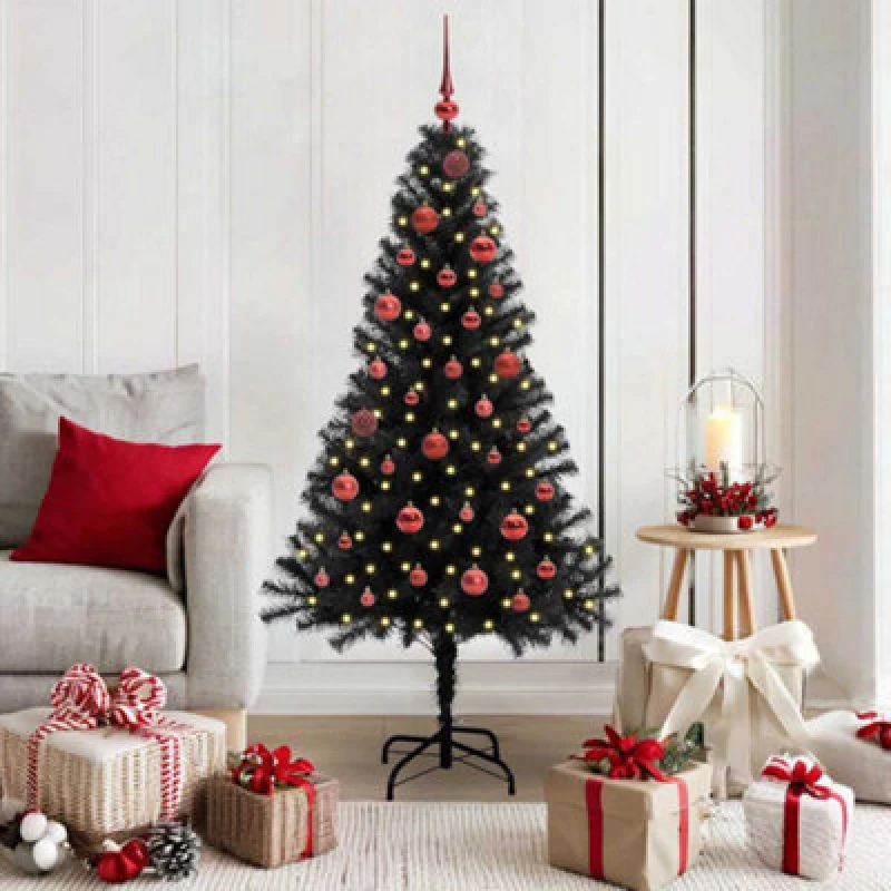 Image of Vidaxl Christmas Tree With 150 Leds With Stand Black 150 Cm Pvc