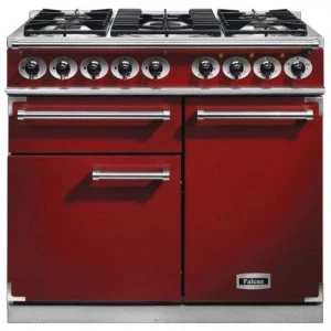 Image of Falcon 98500 F1000DXDFRD-NM 100cm Deluxe Range Cooker - Red Finish