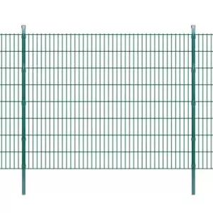 Image of Vidaxl 2D Garden Fence Panel & Posts 2008X1630 Mm 2m Green