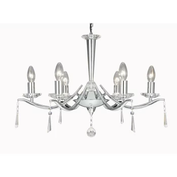 Image of Searchlight Lighting - Searchlight Arabelle - 6 Light Multi Arm Ceiling Pendant Chrome with Crystals, E14