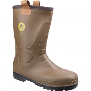 Image of Amblers Mens Safety FS95 Waterproof PVC Pull On Safety Rigger Boots Tan Size 10