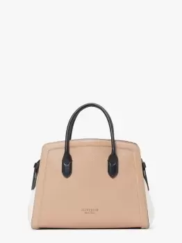 image of Kate Spade Knott Colorblocked Pebbled Leather Medium Satchel, Kraft Paper Multi, One Size