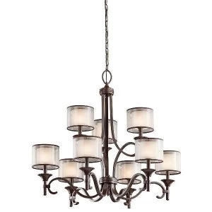 image of 9 Light Multi Arm Chandelier Bronze Finish, E14