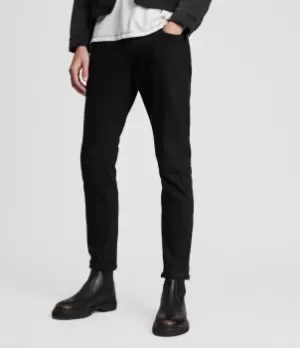 Image of AllSaints Mens Rex Slim Jeans, Jet Black, Size: 34/L32