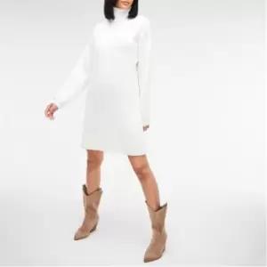 image of Missguided Tall Roll Neck Knit Mini Dress - White