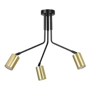 Image of Verno Black Multi Arm Semi Flush Ceiling light 3x GU10