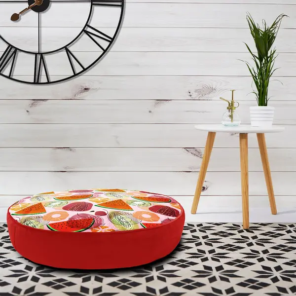 Image of rucomfy Watermelon Indoor Outdoor Floor Cushion- Red