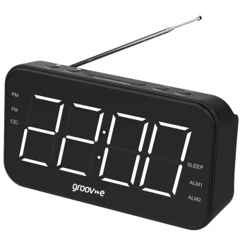 image of Groov-e Curve Rechargeable Clock Radio - Black