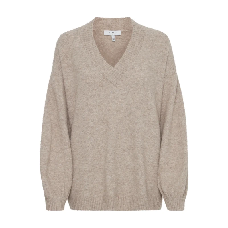 Image of b.Young Womens v-neck sweater b.young Omea Beige Female M