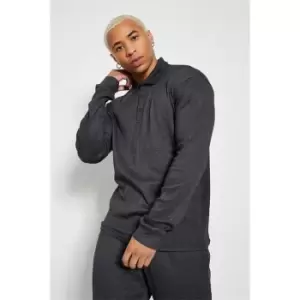 Image of I Saw It First Rib Muscle Fit Polo Shirt - Grey