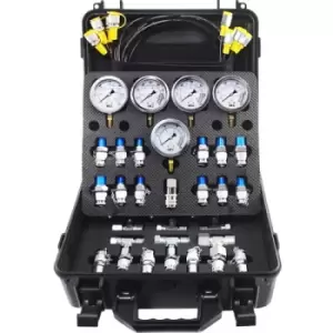 VEVOR Hydraulic Pressure Test Kit, 10/100/250/400/600bar, 5 Gauges 13 Test Couplings 14 Tee Connectors 5 Test Hoses, Hydraulic Gauge Kit w/ Sturdy Car