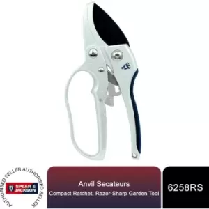 Image of Anvil Secateurs, Compact Ratchet, Razorsharp Garden Tool - Spear&jackson