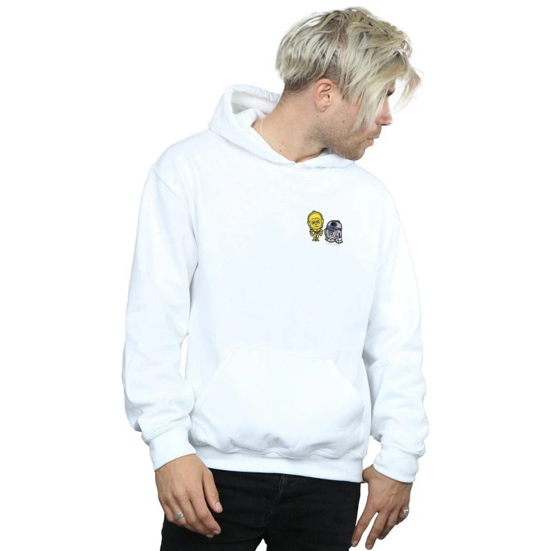 Image of Star Wars Star Wars Men Resistance Droids Chest Print Hoodie in White Size: Small White S Male 5057864334784