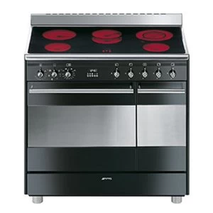 image of SMEG Concert SUK92CBL9 5 Zone Ceramic Hob Electric Range Cooker