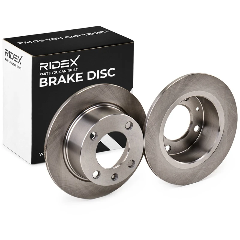 Image of RIDEX 82B0464 Brake disc Rear Axle, solid, Cast Iron, Uncoated, Untreated, without bolts/screws Cast Iron Brake Disc (82)